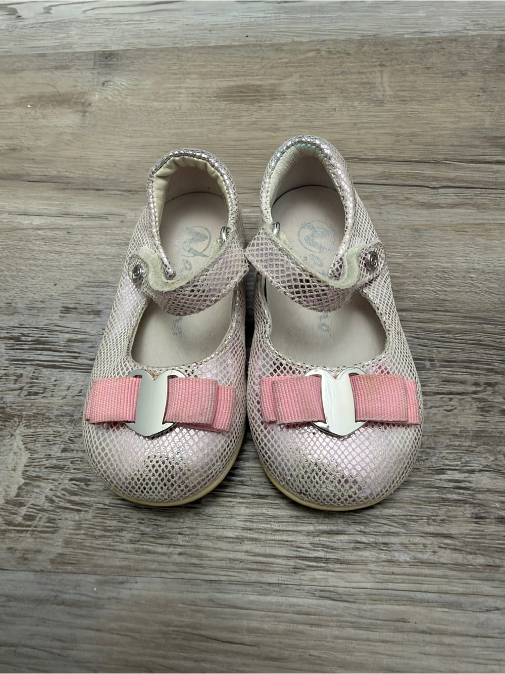 Naturino Pink Metallic Bow Mary Jane Sandals